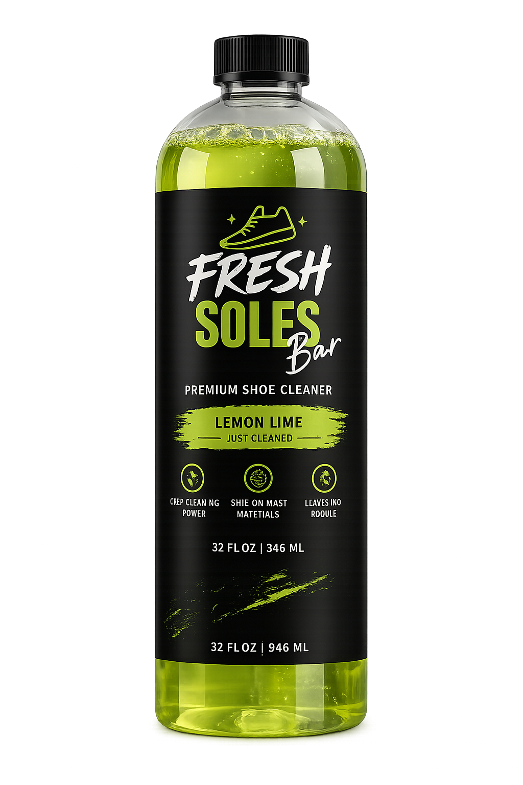 Fresh Soles Bar™ Premium Shoe Cleaner | Lemon Lime | Deep Clean Sneaker Cleaning Solution (16 oz)